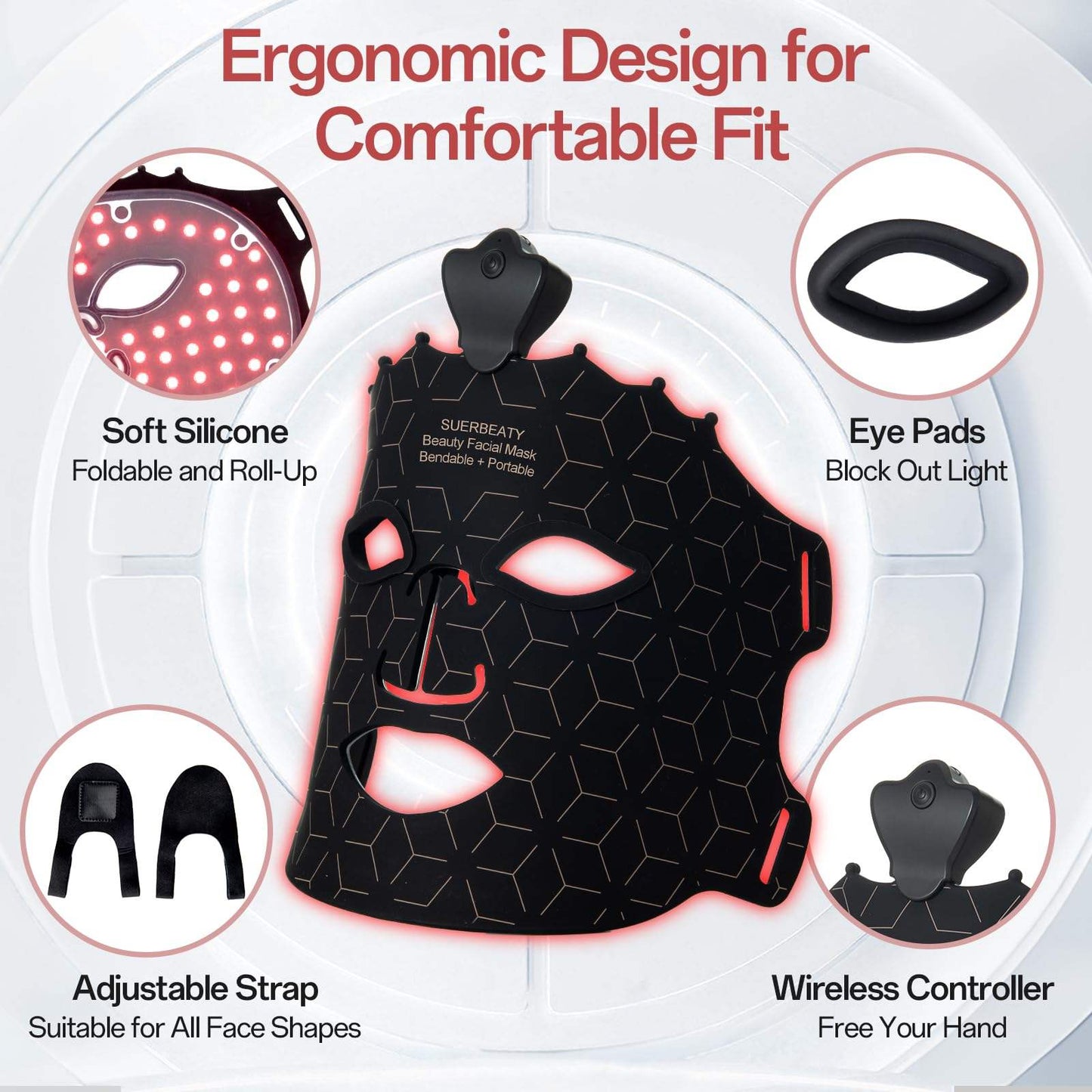 Премиум LED Силикон Арьс Арчилгааны Маск (7 өнгийн гэрэлтэй)